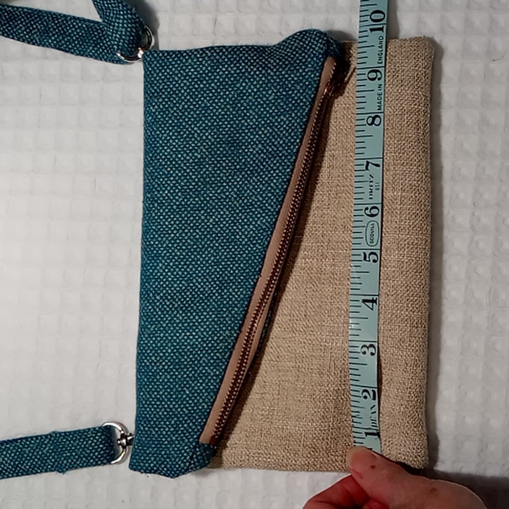 Gift Of Hope Haiti Crossbody/Shoulder Bag Removable Straps Tan/Blue Handcrafted - Picture 11 of 15